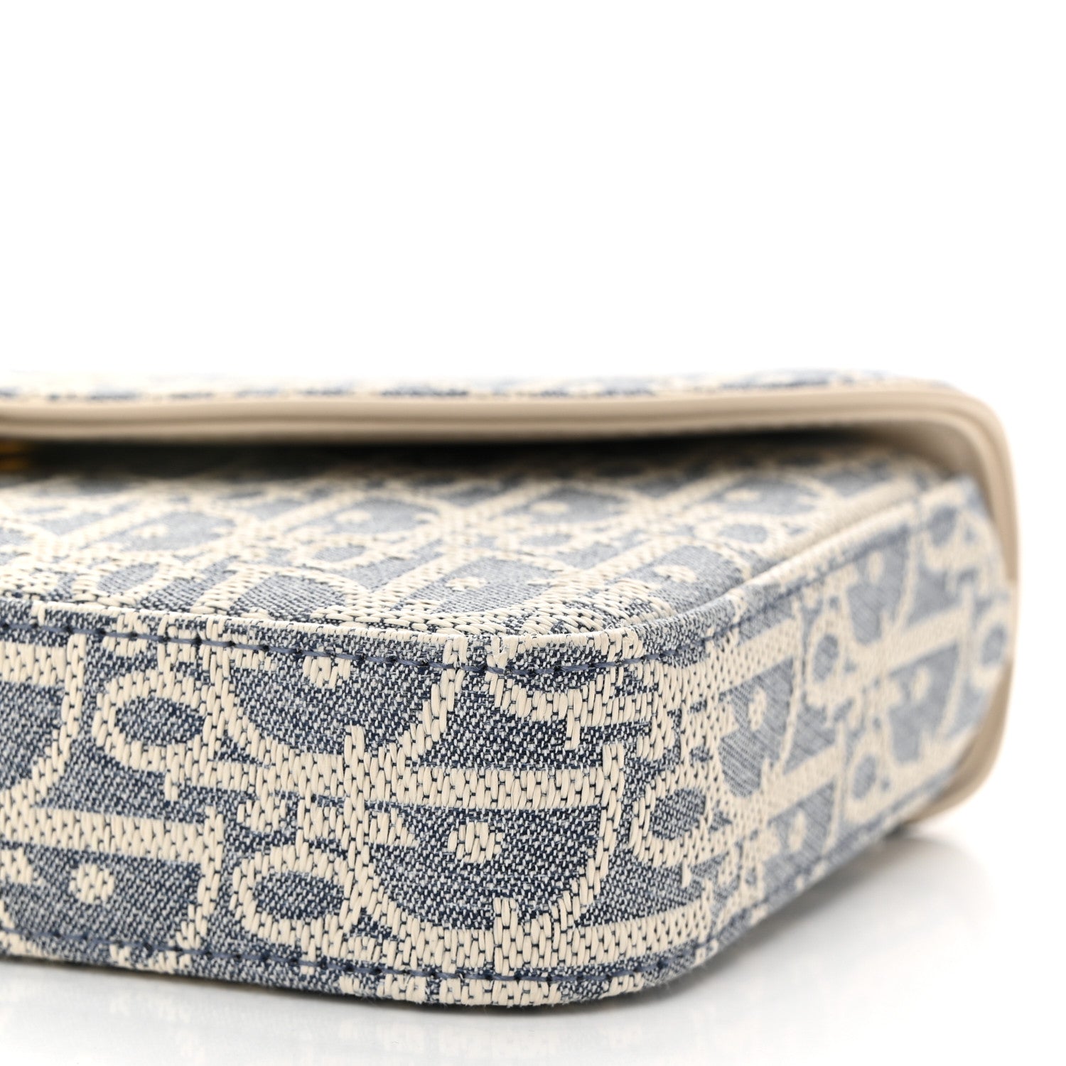 Christian Dior Chambray Oblique Pouch With Strap Blue Light Biscuit Blue Light Biscuit 10 of 10