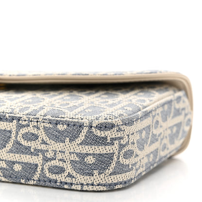 Christian Dior Chambray Oblique Pouch With Strap Blue Light Biscuit Blue Light Biscuit 10 of 10