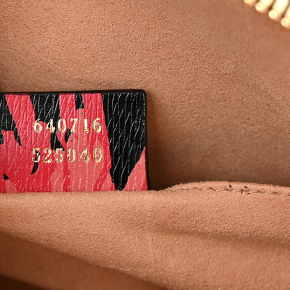 Gucci X KEN SCOTT New Shangai Calfskin Jenny Floral Print Mini Horsebit 1955 Top Handle Bag Black Pink 7 of 10