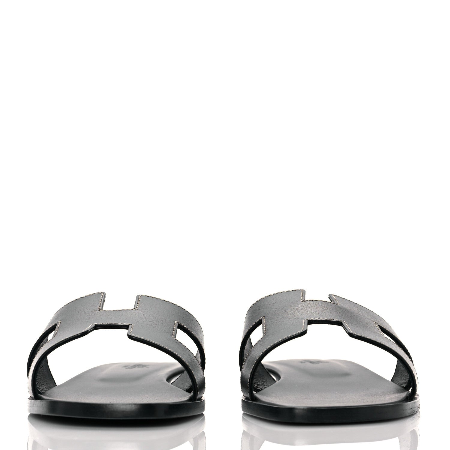 Hermes Box Calfskin Oran Sandals 39.5 Black 2 of 9