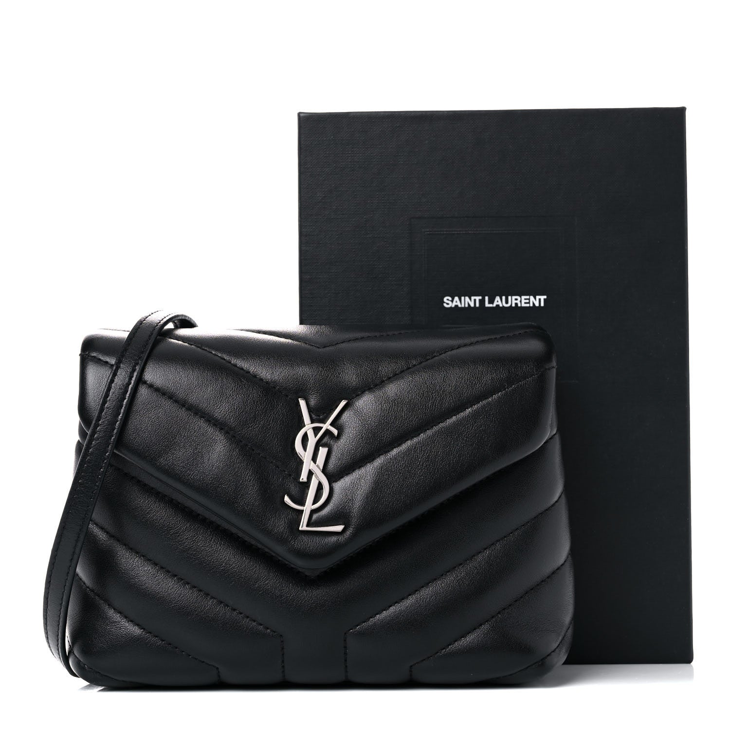 Saint Laurent Calfskin Y Quilted Monogram Toy Loulou Crossbody Bag Black 16 of 16