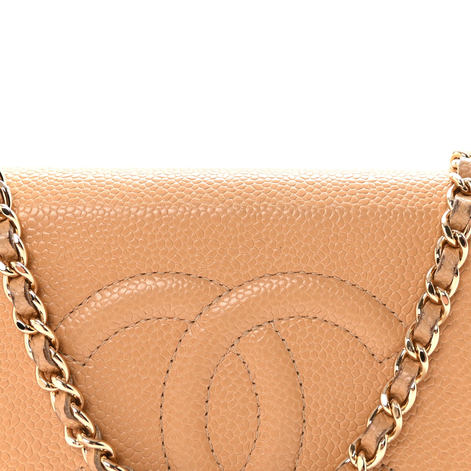 Chanel Caviar Timeless CC Wallet on Chain WOC Beige 9 of 12