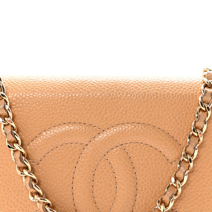 Chanel Caviar Timeless CC Wallet on Chain WOC Beige 9 of 12