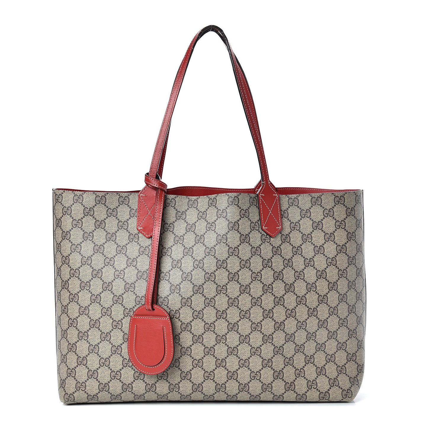 GG Supreme Monogram Medium Reversible Tote Beige Red
