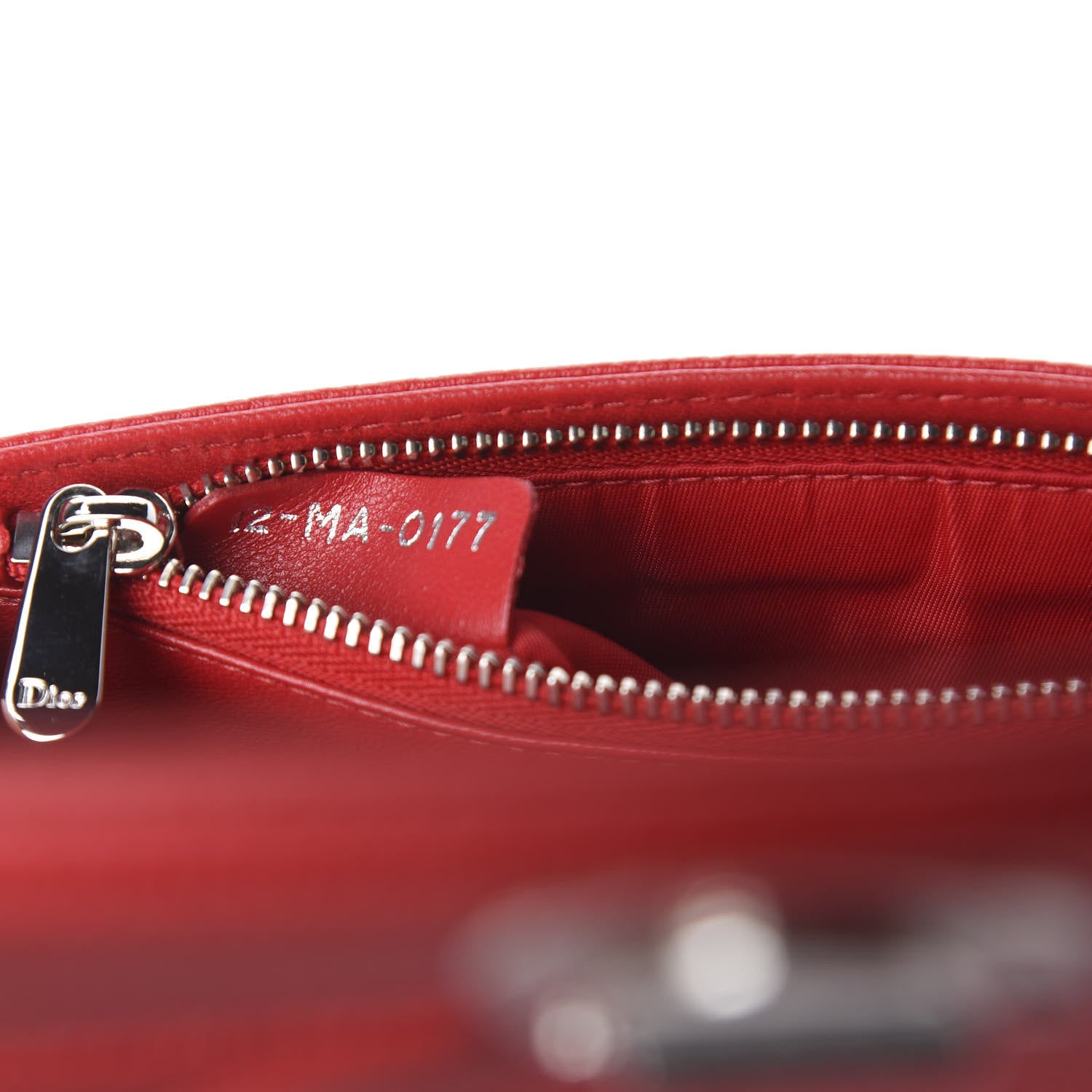 Christian Dior Grained Calfskin Diorama Wallet on Chain Pouch Rouge Vif 10 of 14