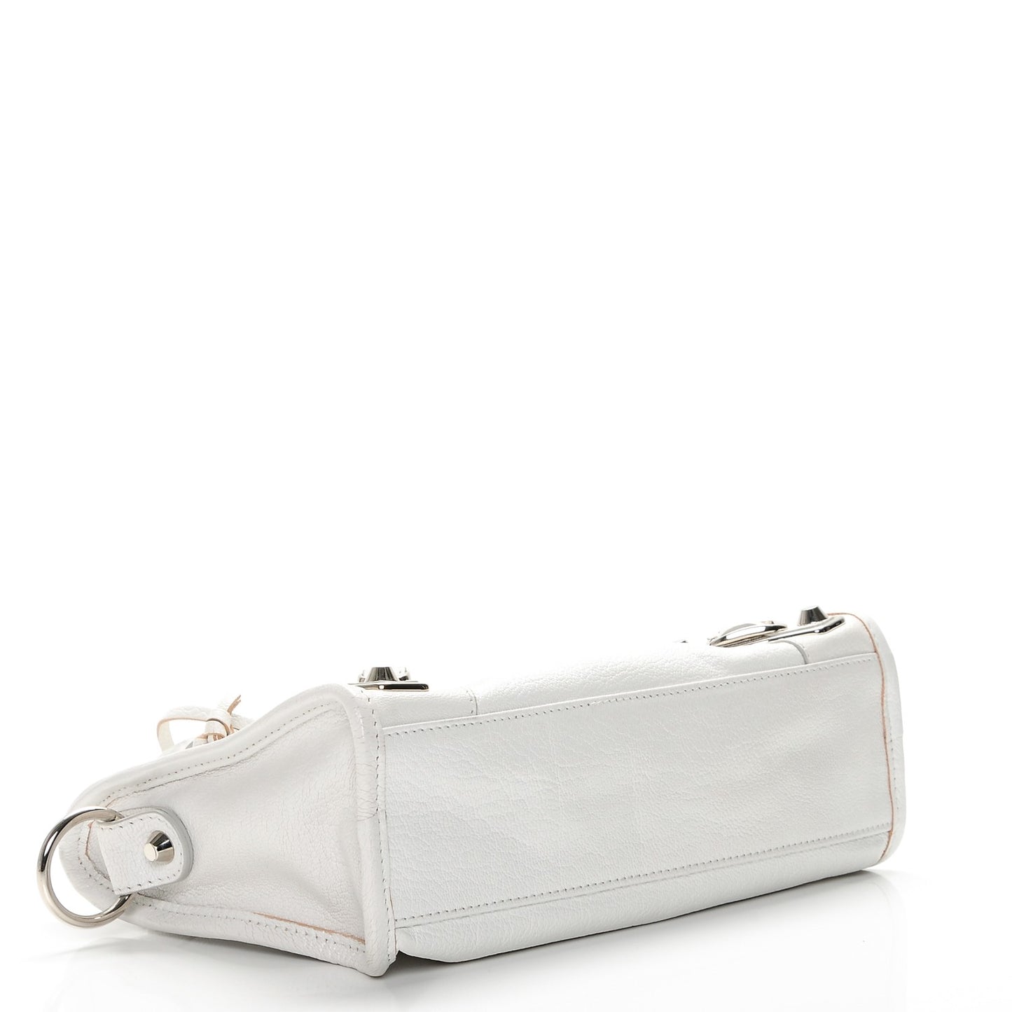 Chevre Silver Metallic Edge Hardware Mini City White