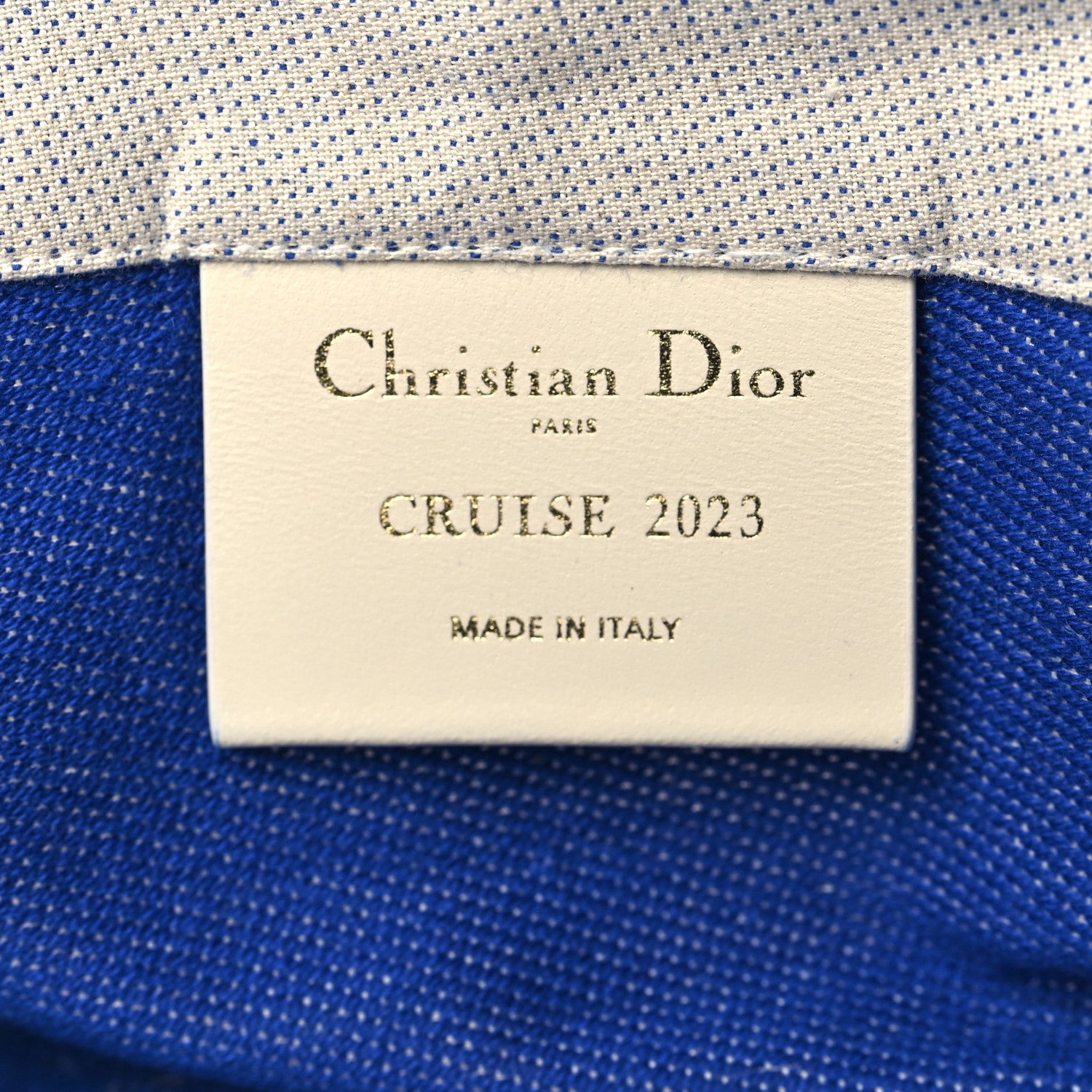 Christian Dior Canvas Print Cruise Tote Ivory Blue 5 of 7