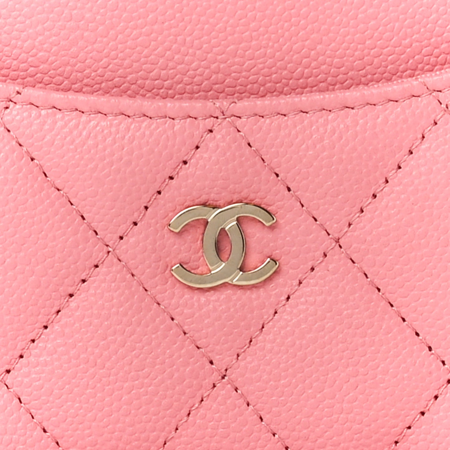 Caviar Quilted CC Zip Around Card Holder Pink