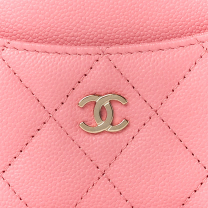 Chanel Caviar Quilted CC Zip Around Card Holder Pink 8 of 11