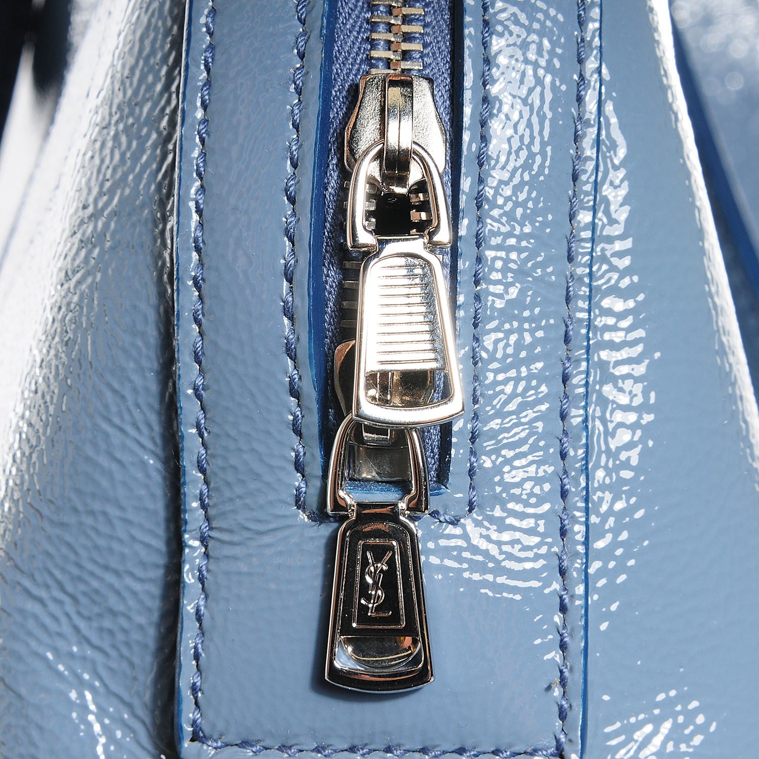 Saint Laurent Patent Calfskin Oversized Muse Grey Blue 8 of 8