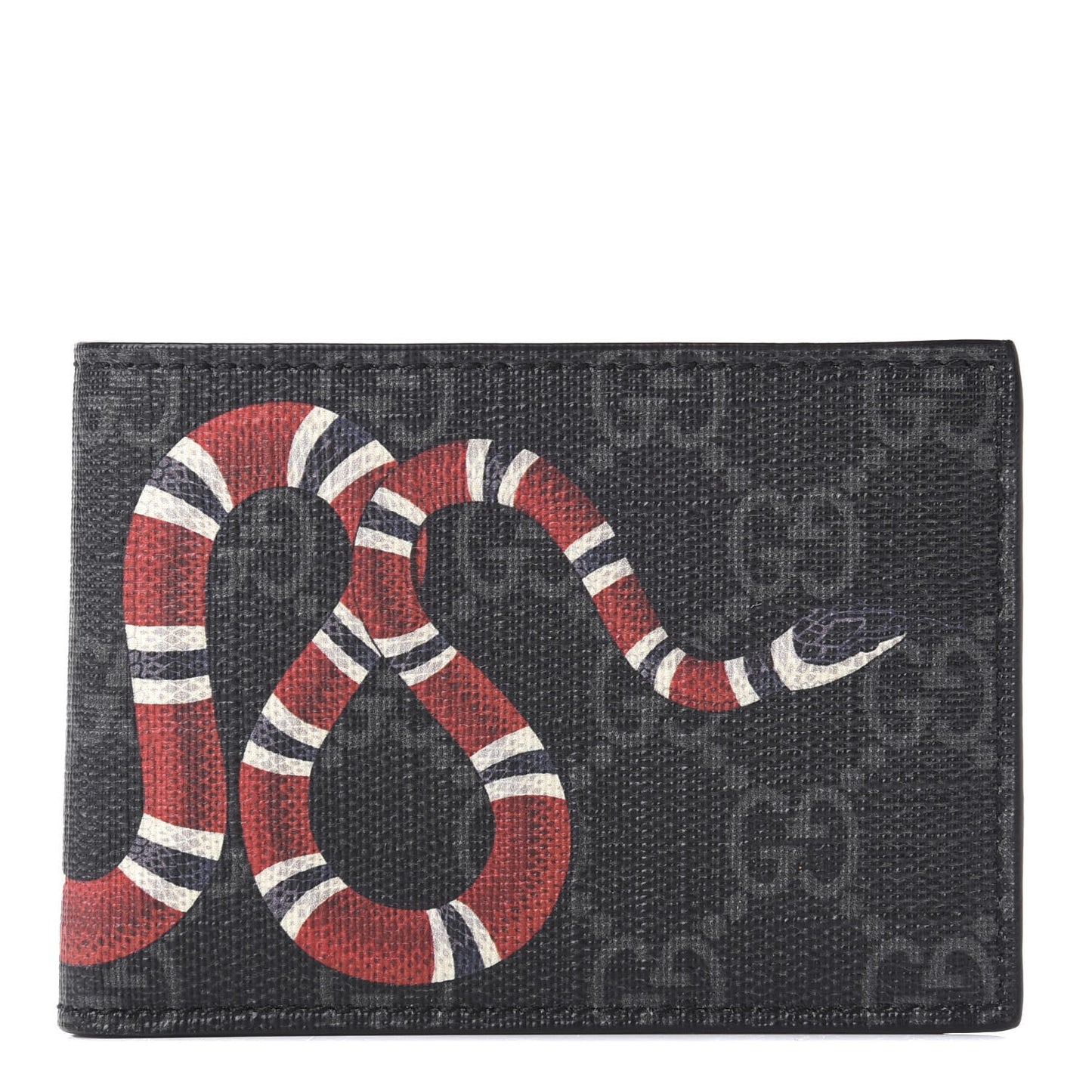 GG Supreme Monogram Kingsnake Bi-Fold Wallet Black Grey