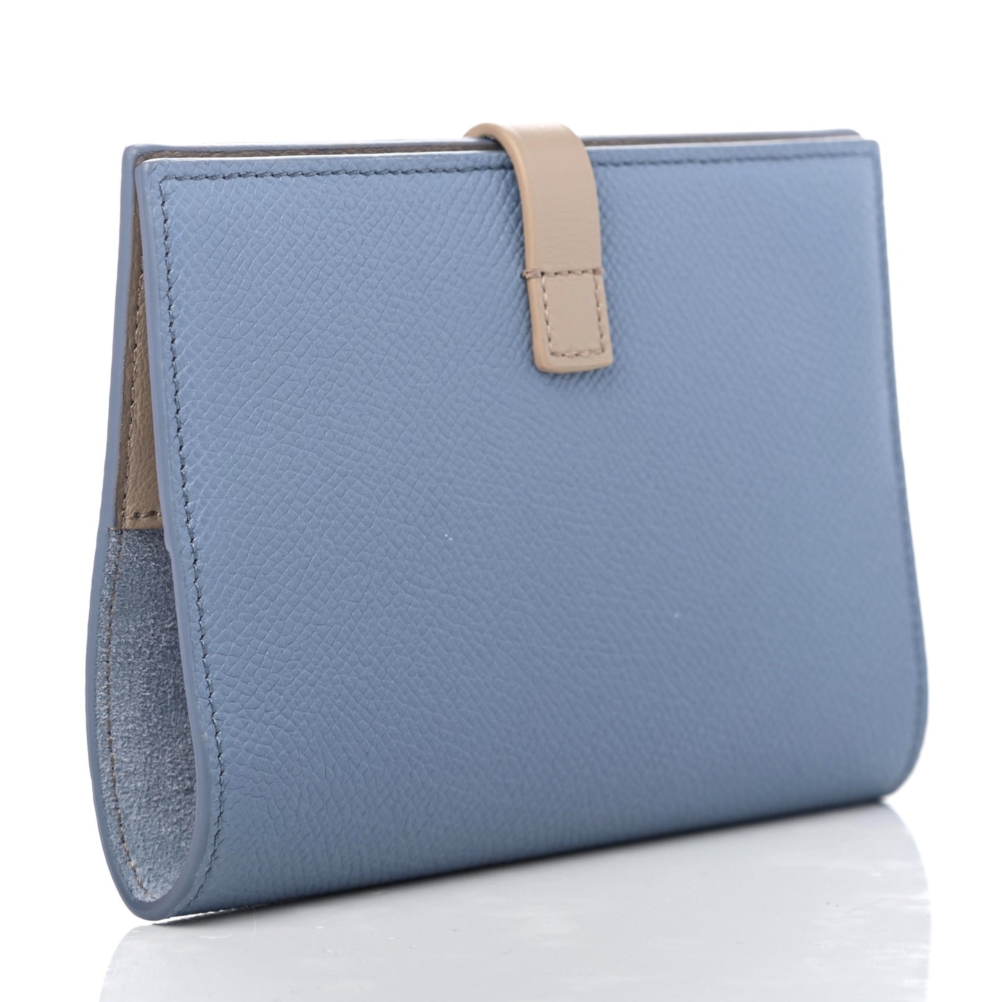 Grained Calfskin Strap Passport Cover Porcelain