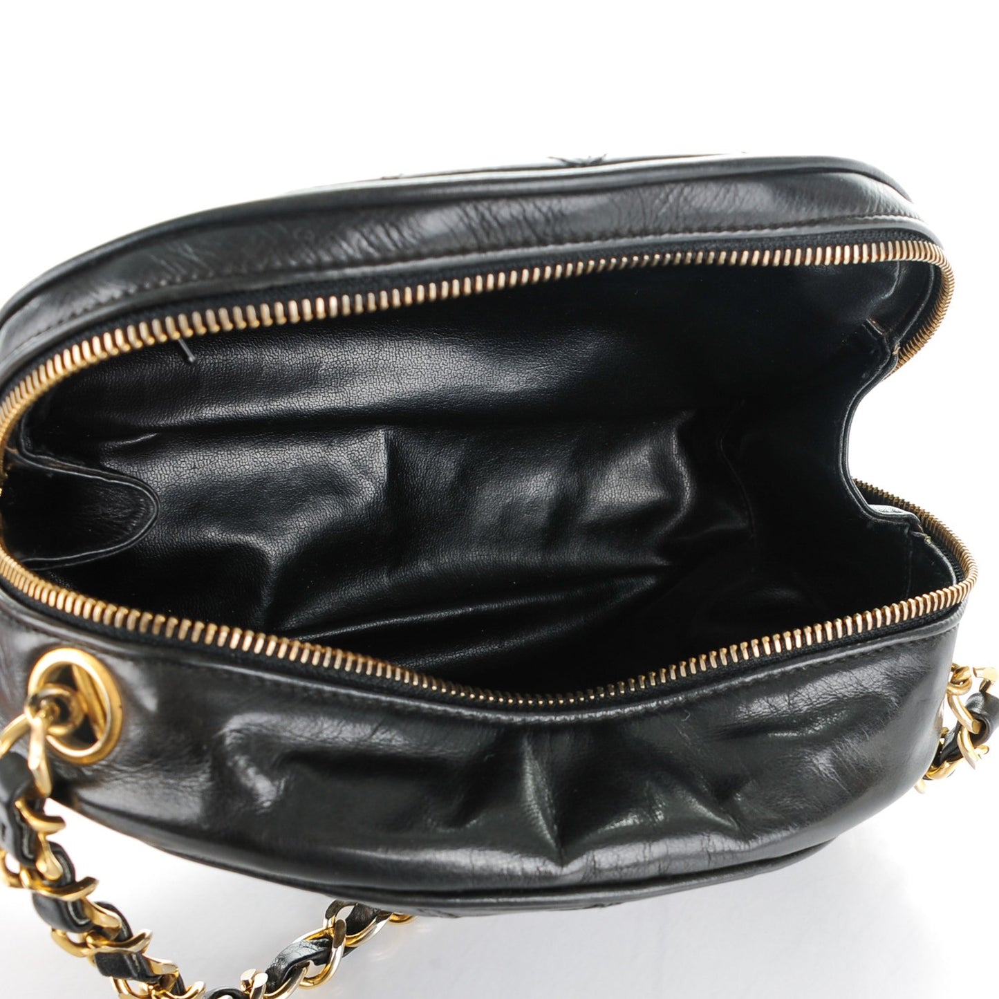 Lambskin Diamond Stitch Cosmetic Case Black