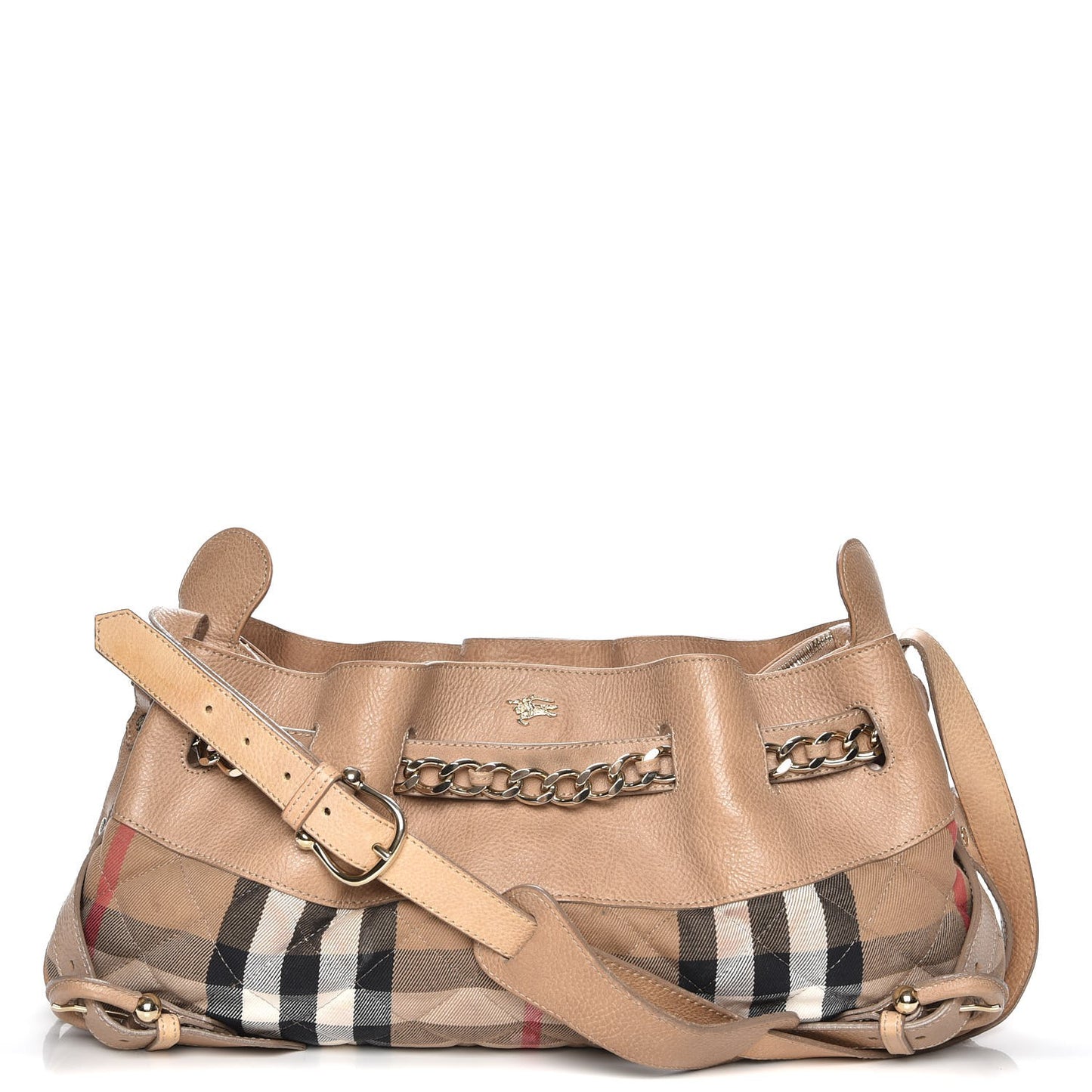 Grainy Calfskin House Check Margaret Bag Light Nude