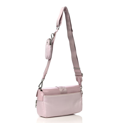Prada Re-Nylon Spazzolato Double Pocket Buckle Shoulder Bag Alabastro 2 of 10