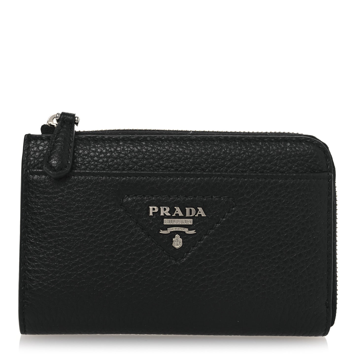Vitello Daino Stitch Triangle Zip Around Keychain Black