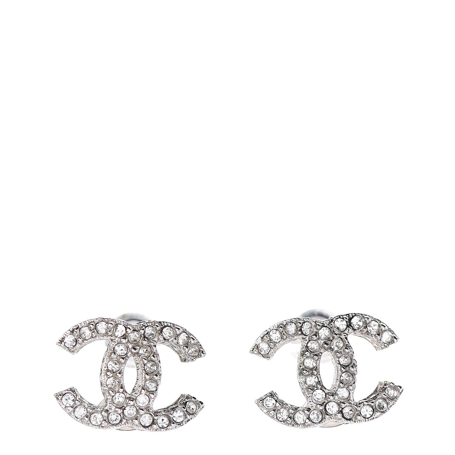 Chanel Crystal CC Earrings Silver 1 of 4