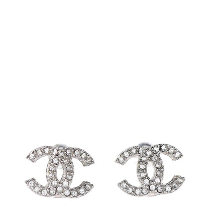 Chanel Crystal CC Earrings Silver 1 of 4