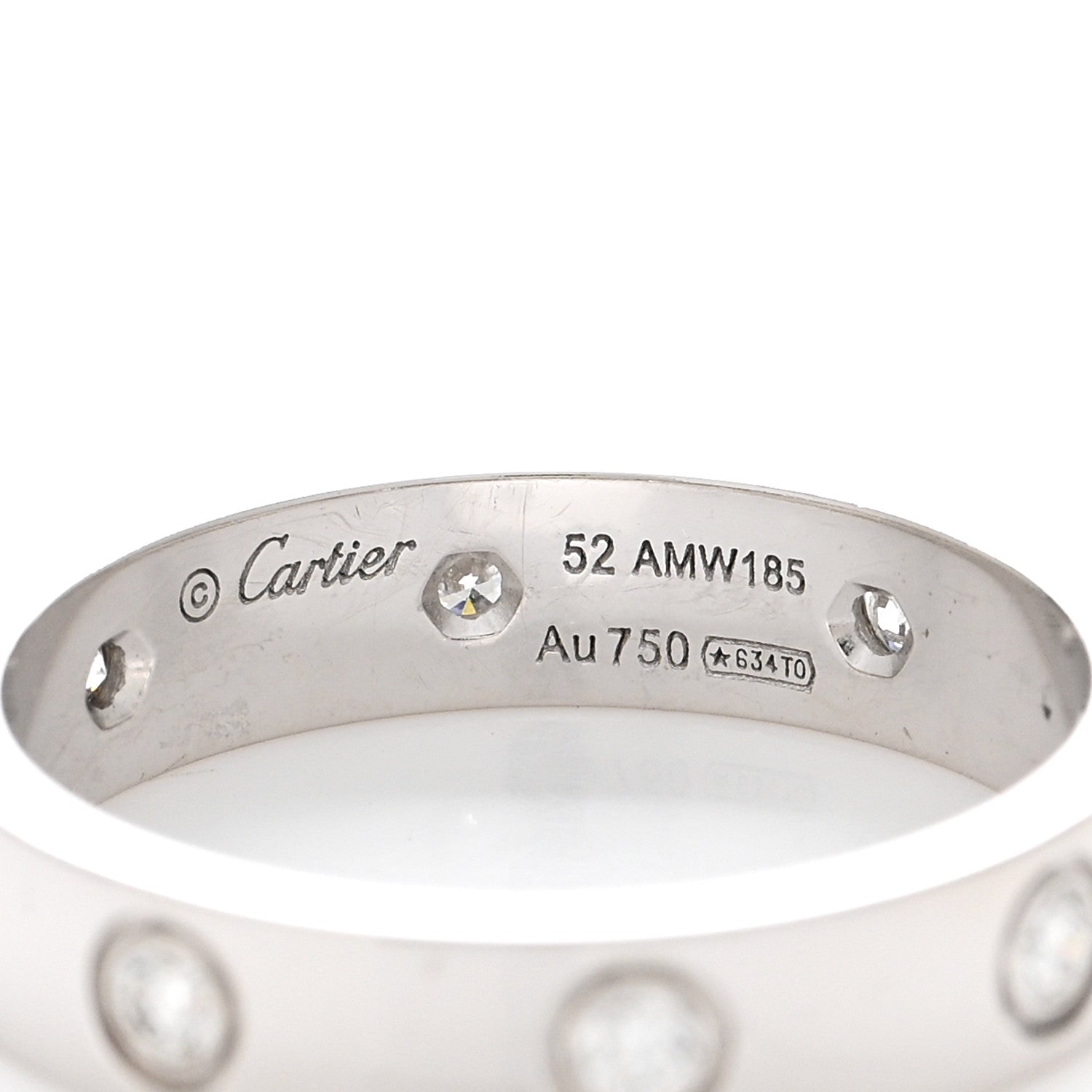 Cartier 18K White Gold 8 Diamond 4mm Wedding Band LOVE Ring 52 6 4 of 4