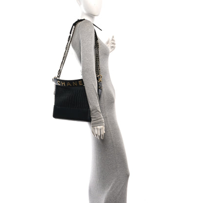 Chanel Crocodile Embossed Calfskin Medium Gabrielle Cocodile Hobo Black 2 of 10