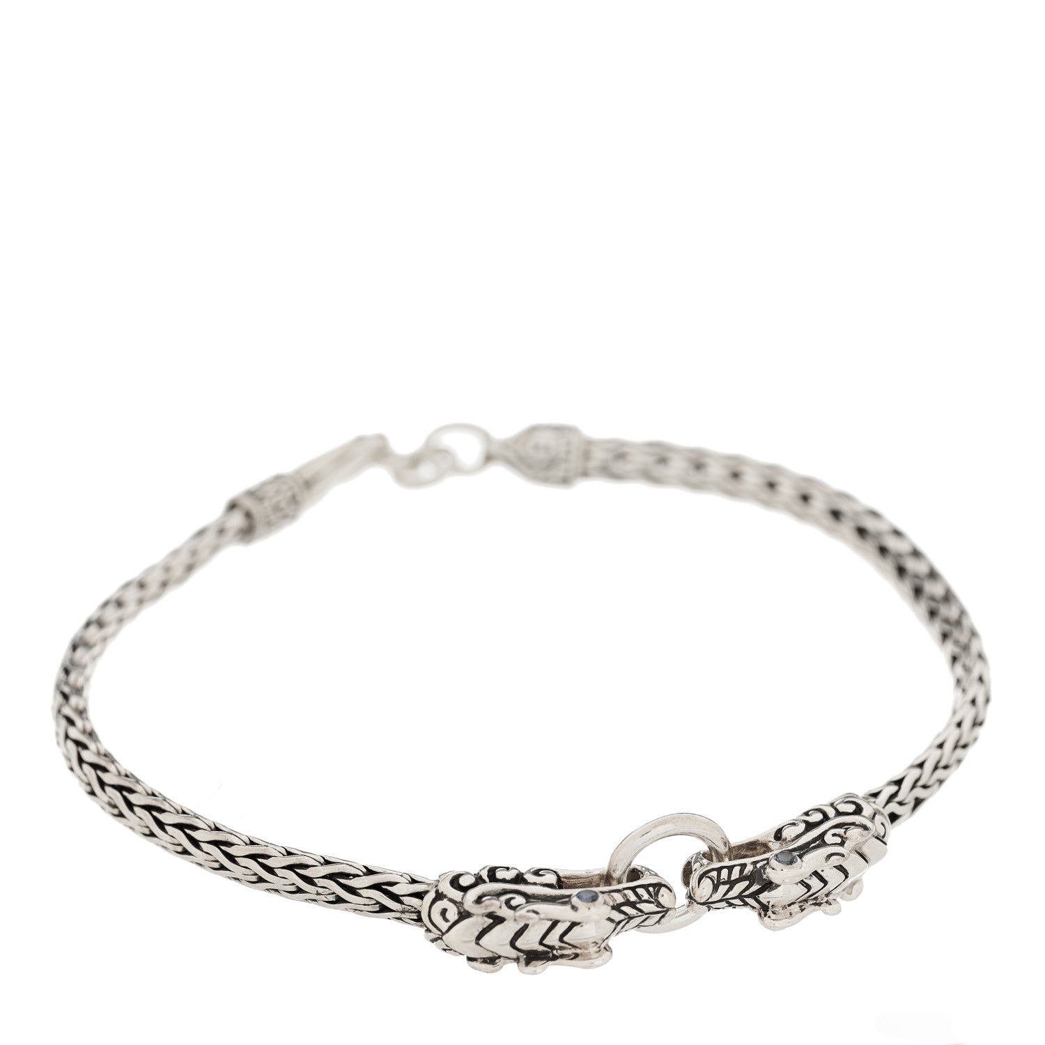 John Hardy Sterling Silver Blue Sapphire Double Dragon Head Legends Naga Bracelet 1 of 4