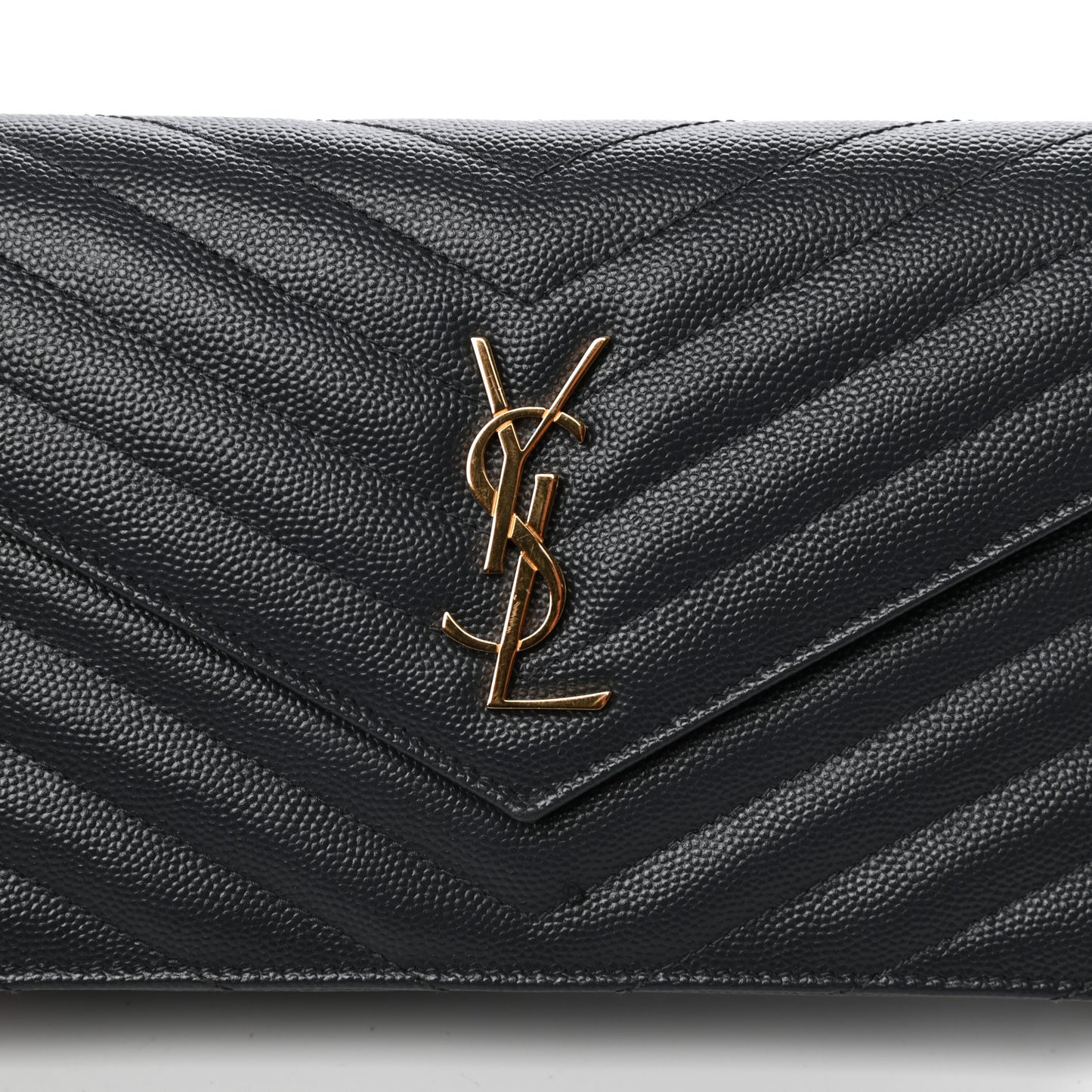 Grain De Poudre Matelasse Chevron Monogram Envelope Chain Wallet Dark Smog