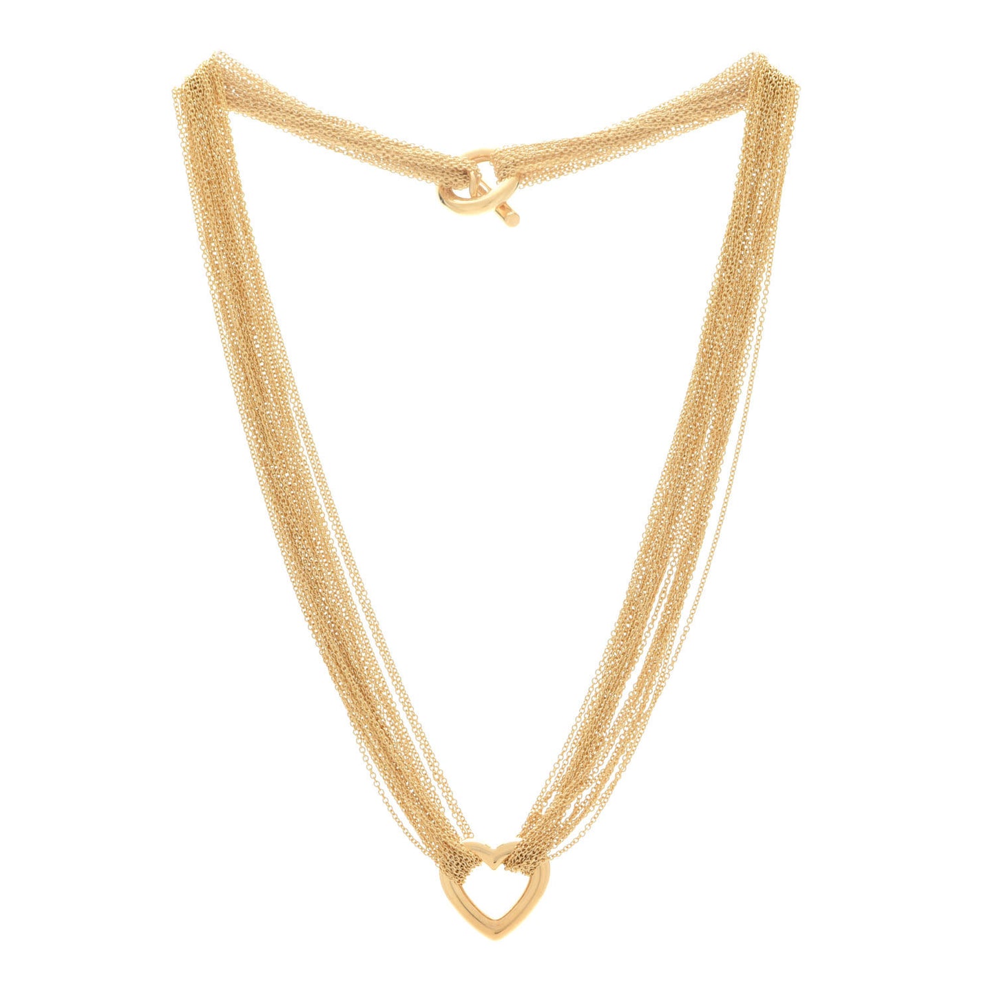 18K Yellow Gold Heart Multi Chain Toggle Necklace