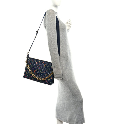 Louis Vuitton Lambskin Embossed Monogram LV Garden Coussin MM Navy Blue 2 of 12