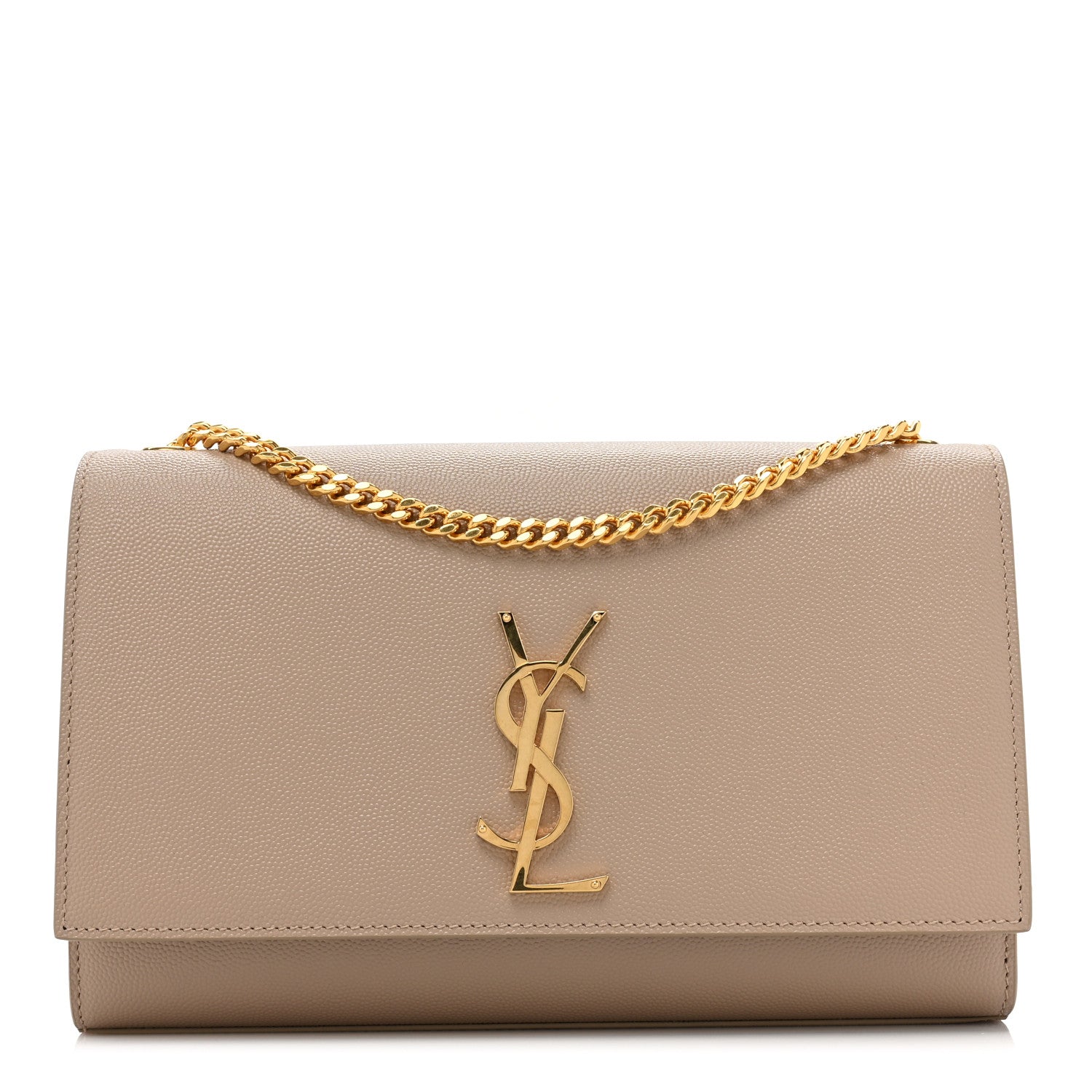 Saint Laurent Grain De Poudre Medium Monogram Kate Satchel Dark Beige 1 of 10