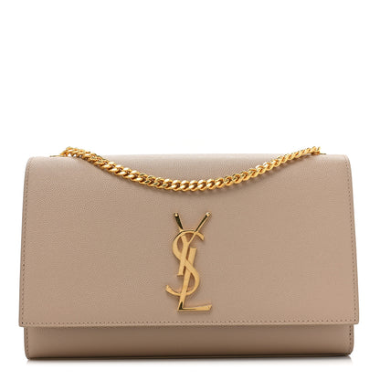 Saint Laurent Grain De Poudre Medium Monogram Kate Satchel Dark Beige 1 of 10