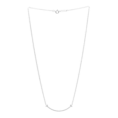 Tiffany 18K White Gold Diamond Small T Smile Pendant Necklace 3 of 6