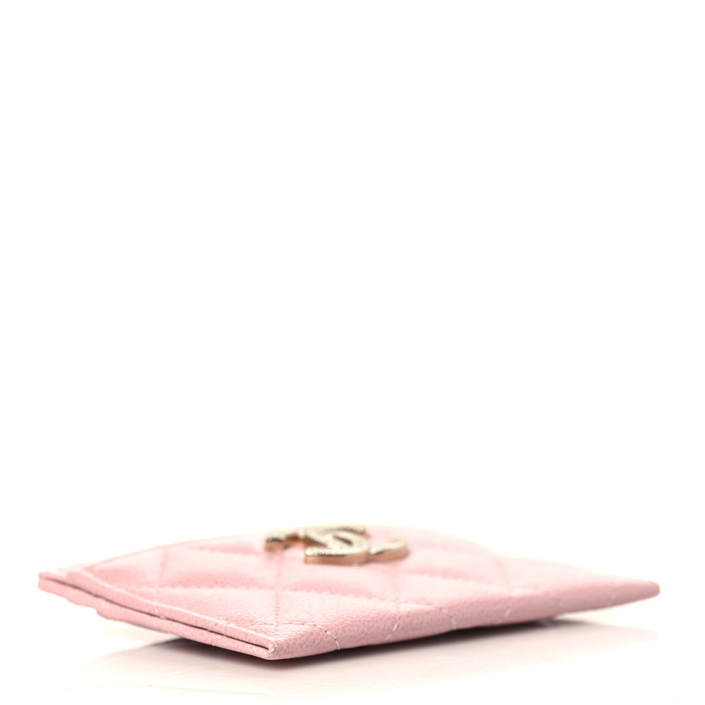 Caviar Quilted Studded CC Card Holder Light Pink