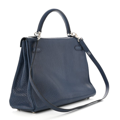 Hermes Chevre de Coromandel Kelly Retourne 32 Bleu Thalassa 3 of 14