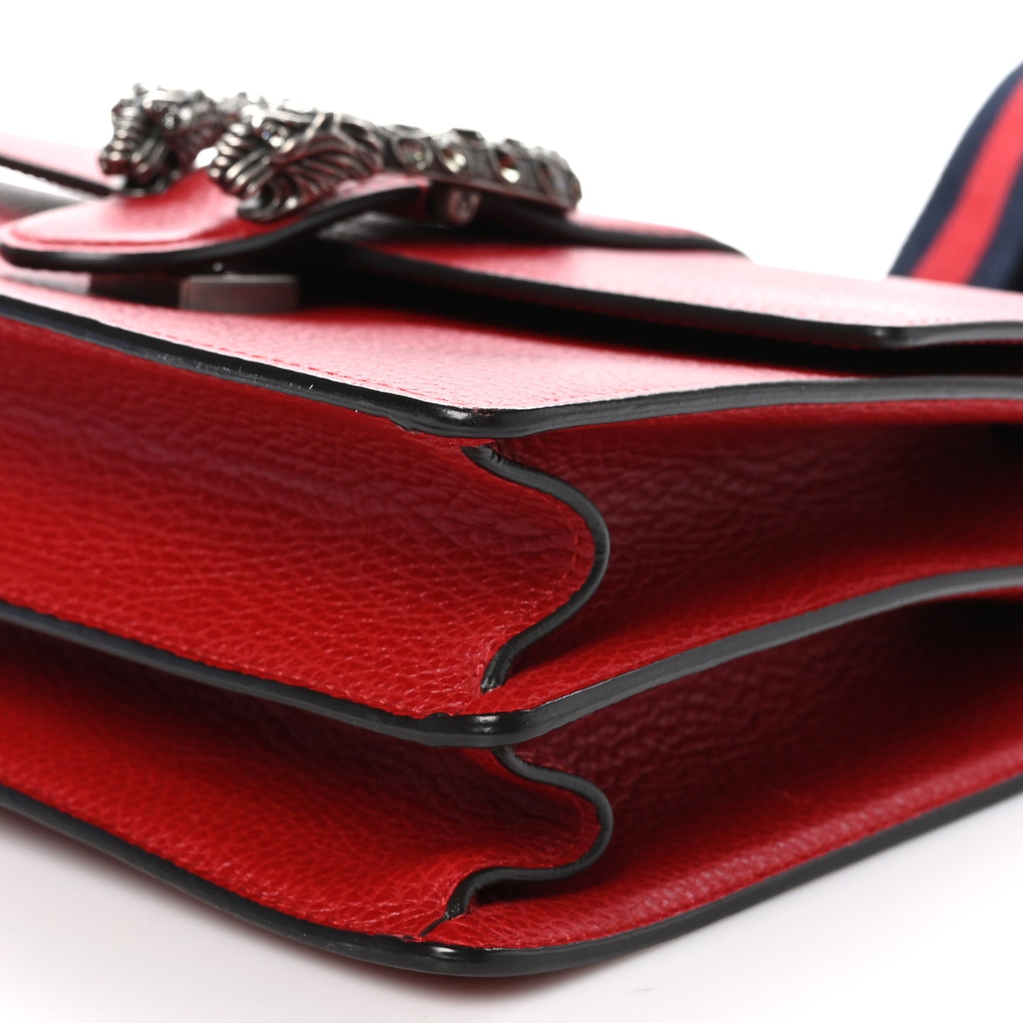 Dollar Calfskin Crystal Web Medium Dionysus Bamboo Top Handle Bag Hibiscus Red Black Diamond