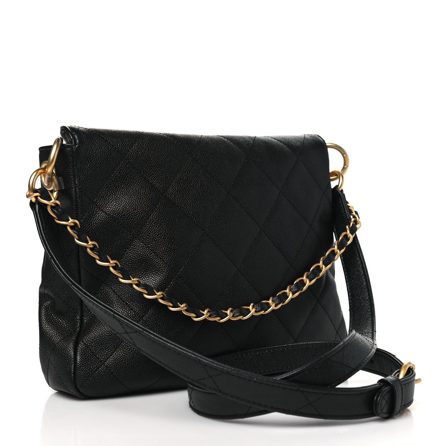 Chanel Caviar Quilted Small Supple Twins Hobo Bag Black 3 of 10