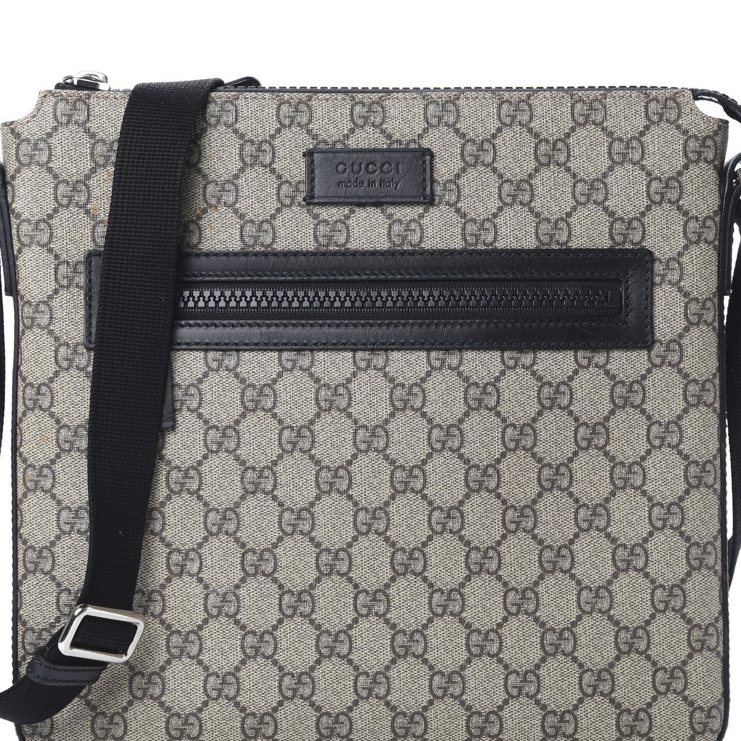 GG Supreme Monogram Flat Messenger Bag Black