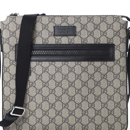 Gucci GG Supreme Monogram Flat Messenger Bag Black 7 of 11