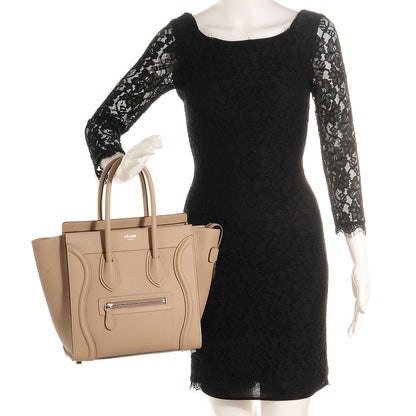 Celine Drummed Calfskin Micro Luggage Dune 2 of 8