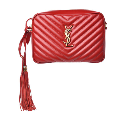Saint Laurent Calfskin Matelasse Monogram Lou Camera Bag Red 1 of 10