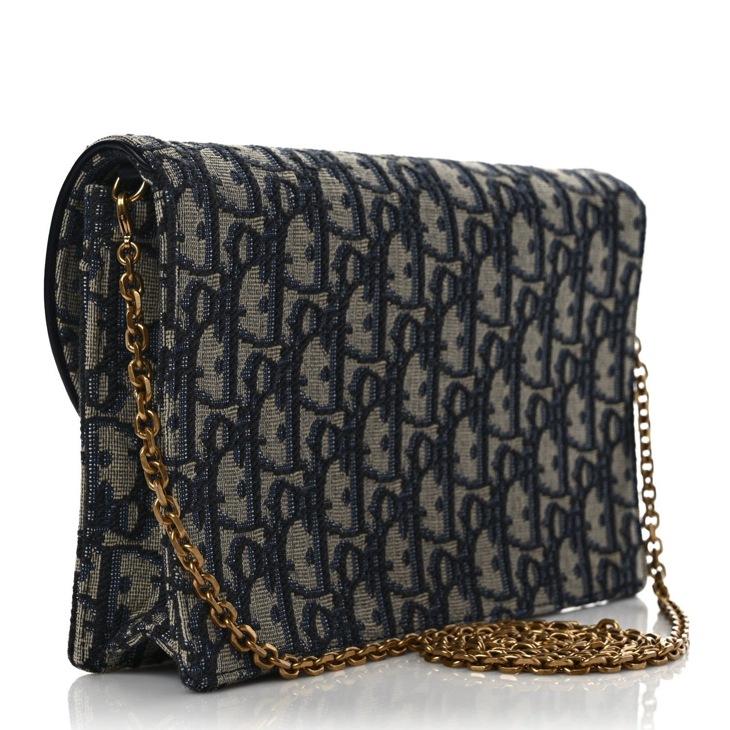 Christian Dior Oblique Saddle Chain Pouch Blue 3 of 9