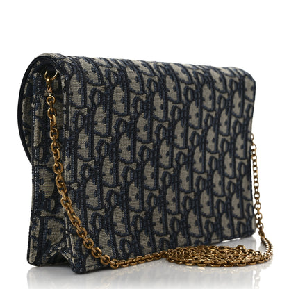 Christian Dior Oblique Saddle Chain Pouch Blue 3 of 9