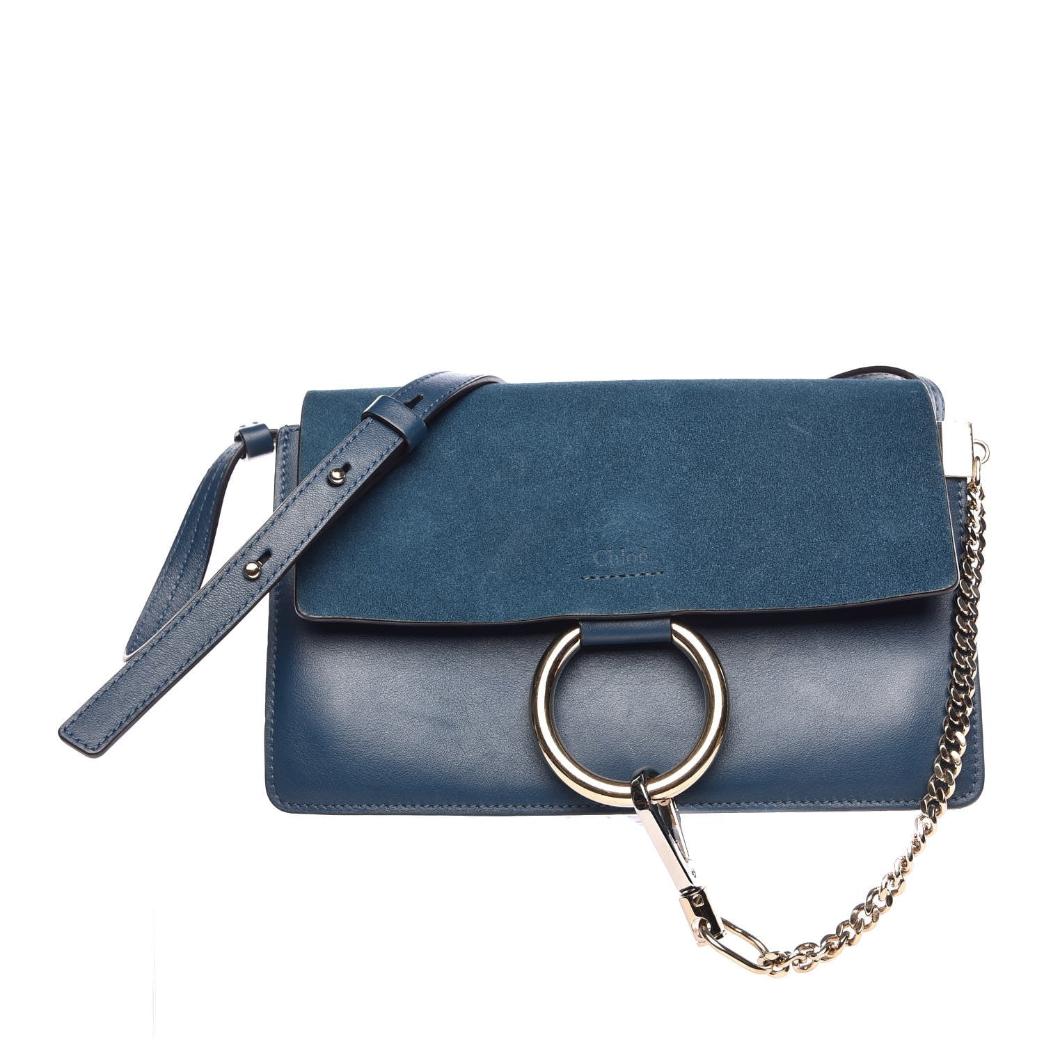 Chloe Suede Calfskin Small Faye Shoulder Bag Majolica Blue 1 of 8