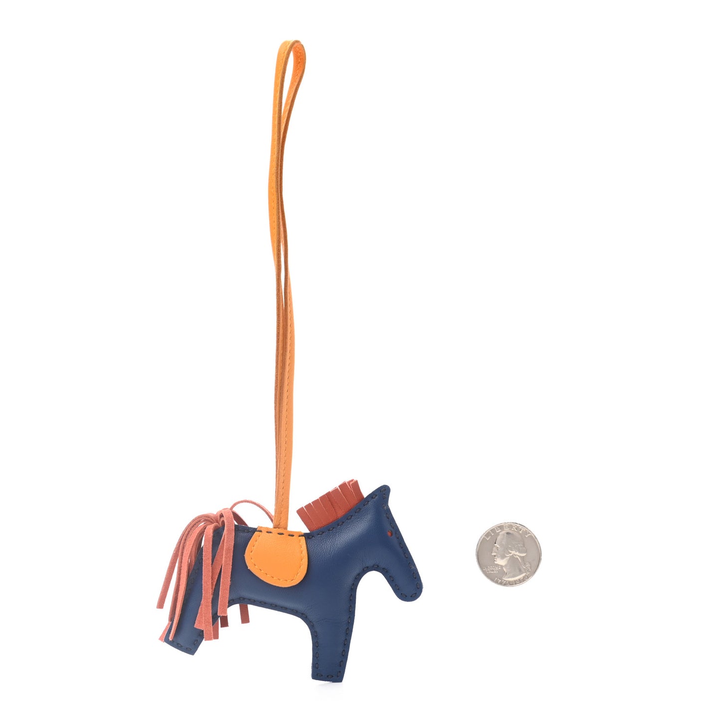 Milo Lambskin Grigri Rodeo Horse Bag Charm PM Bleu Saphir Naturel Bouton D'Or