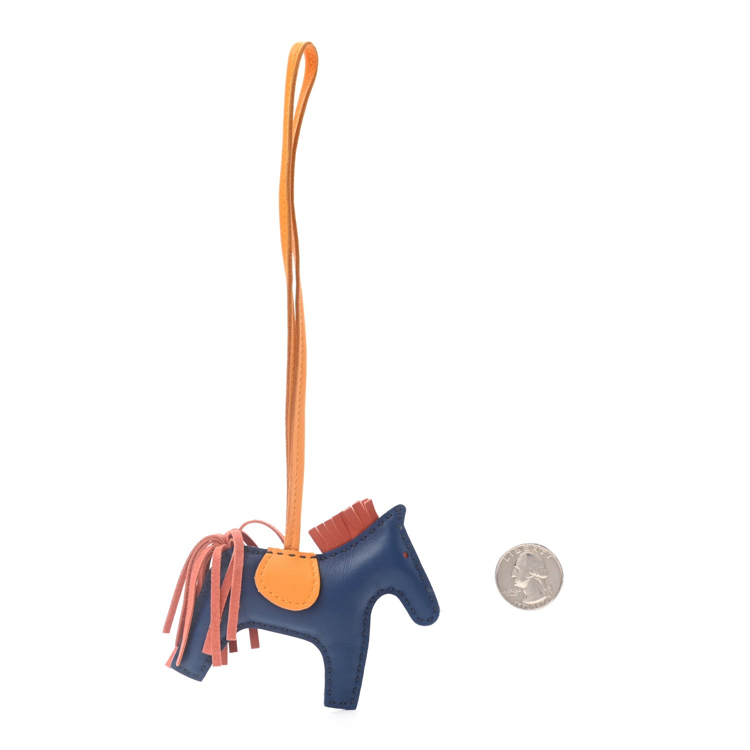 Hermes Milo Lambskin Grigri Rodeo Horse Bag Charm PM Bleu Saphir Naturel Bouton D'Or 2 of 3