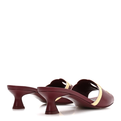 Chanel Lambskin CC Cutout Mules 38.5 Burgundy Beige 5 of 9