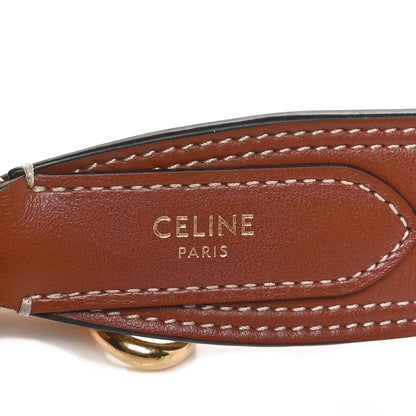 Celine Smooth Calfskin Logo Embroidered Long Strap Tan 3 of 5