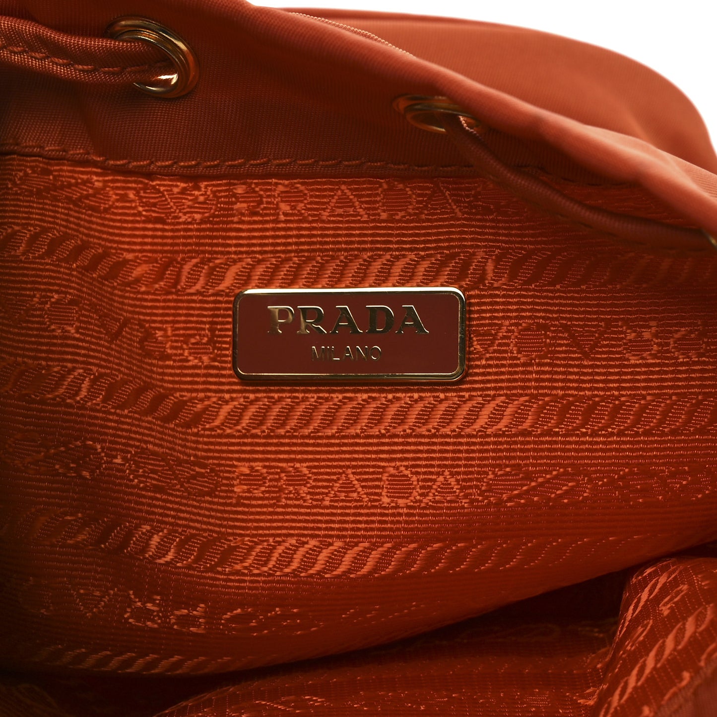 Saffiano Tessuto Nylon Bucket Wristlet Papaya