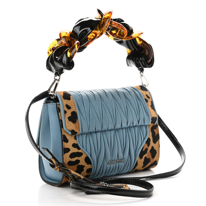 Miu Miu Cavallino Leopard Print Nappa Matelasse Patch Shoulder Bag Miele Moro 3 of 10