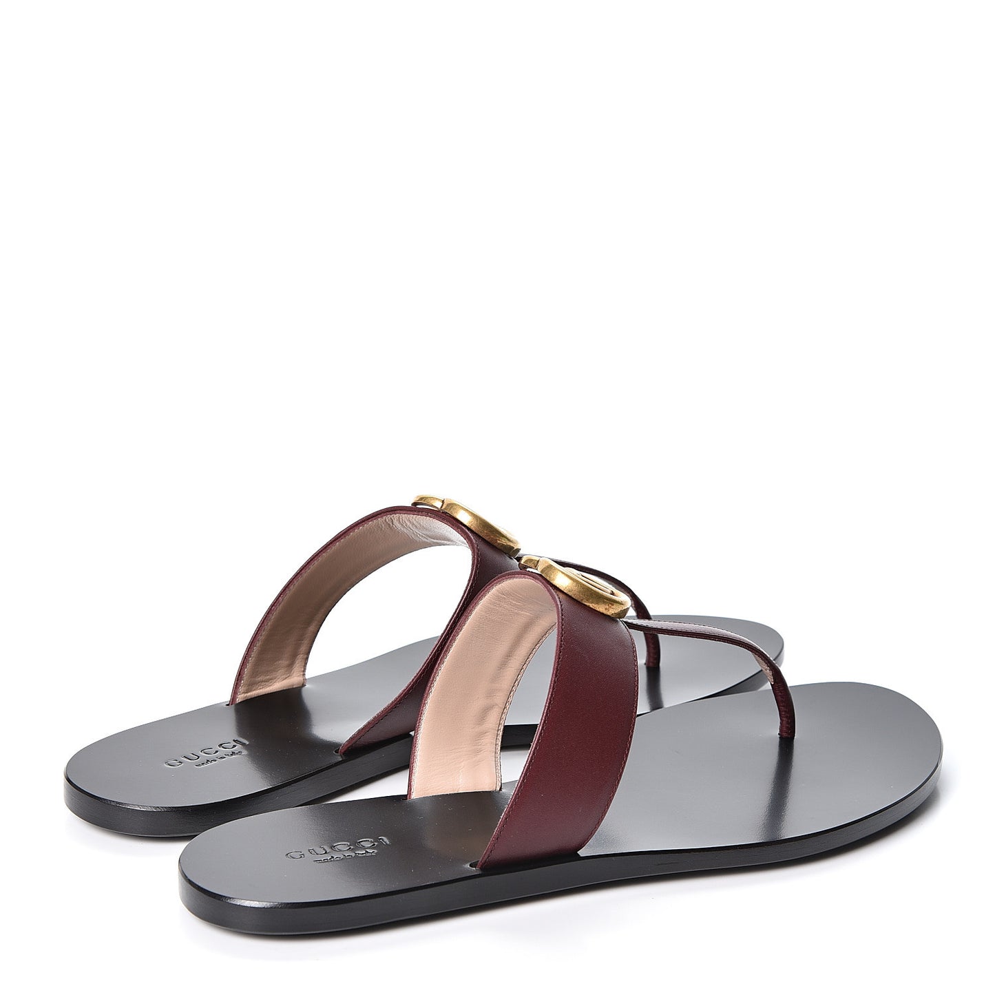 Calfskin GG Marmont Thong Sandals 39.5 Vintage Bordeaux