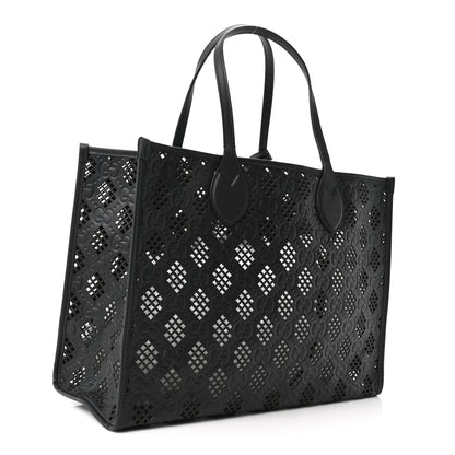 Gucci Calfskin GG Monogram Diamond Cut Medium Ophidia Tote Bag Black 4 of 10
